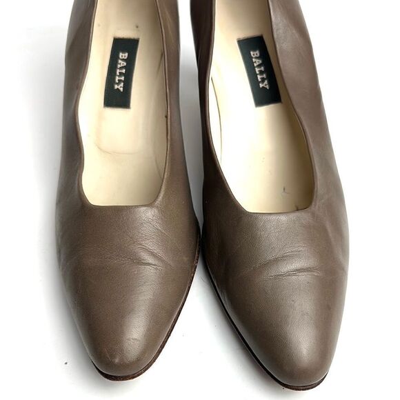 BALLY ROSEBUD Classic Leather Taupe Pumps Heels US 10 - Picture 6 of 14